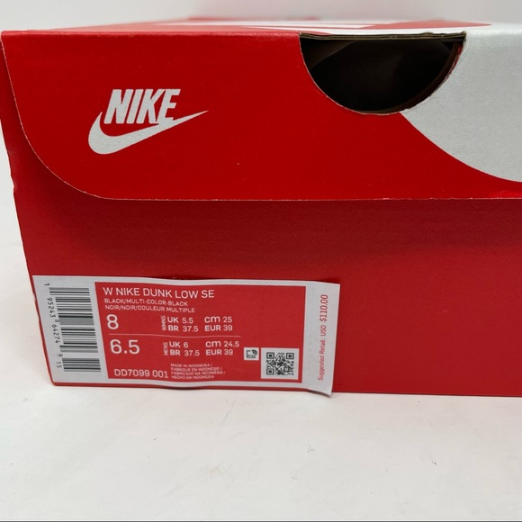 New Nike Dunk Low SE Primal Black (W) US Size 8W/6.5M DD7099-001 - Picture 2 of 9
